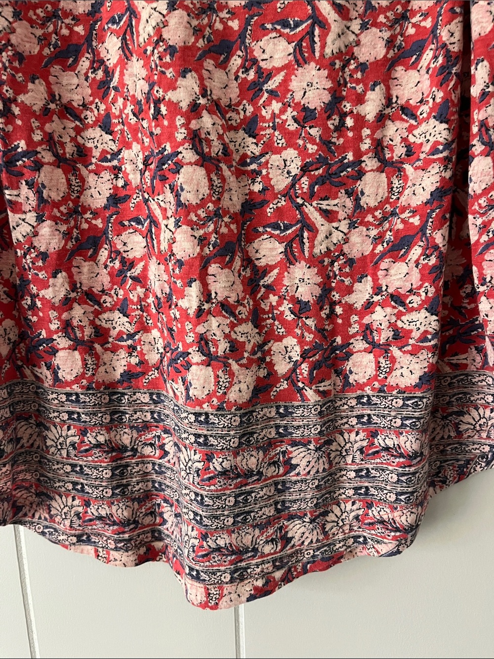 LOFT Red Floral V-Neck Ruffle Sleeve Tank - Picture 7 of 9